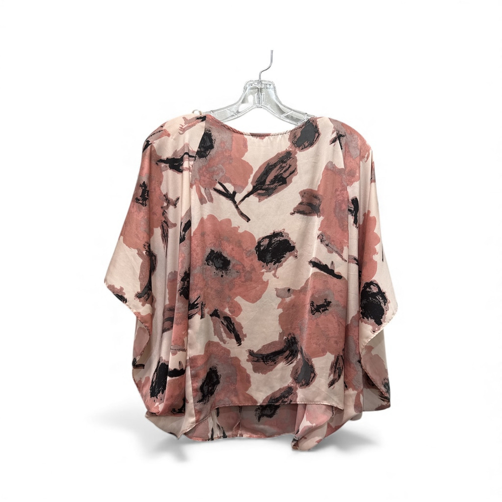 Floral Pink and Black Butterfly Sleeve Blouse M - Picture 4 of 4